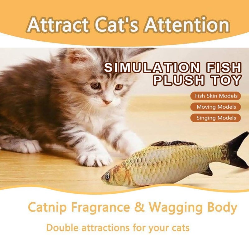 JTEEY 2 Pack Electric Moving Fish Cat Toy - Realistic Plush Simulation Dancing Wagging Catnip Kicker for Indoor Cats - Interactive Chew Kitten Toy - Image 3